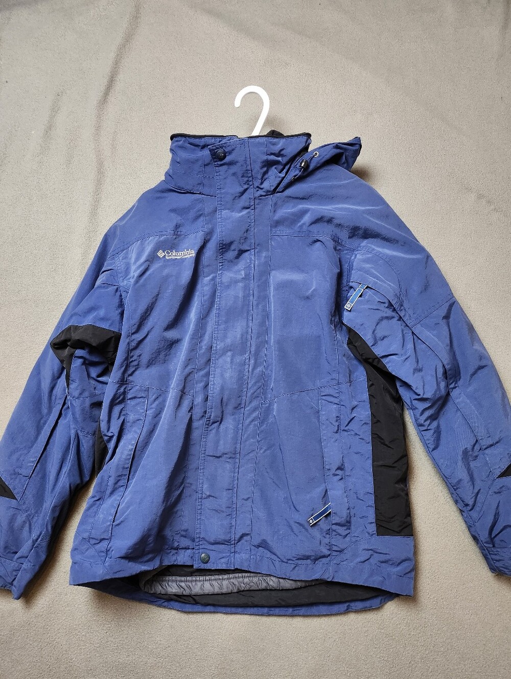 Columbia Interchange 3-in-1 Winter Jacket Men's M Blue Black Zip-Out Liner Hood